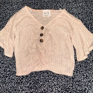 Sadie & Sage baby pink short sleeve button twist